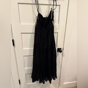 Free People Black Tiered Maxi Dress with Spaghetti Straps
